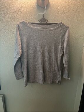 J. Crew Light Heather Gray Boatneck Three-quarter Sleeve Top